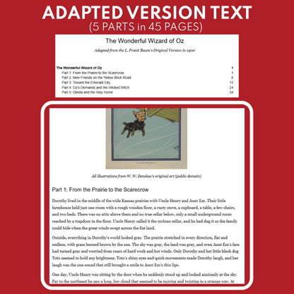 The Wonderful Wizard of Oz | Full Week Lesson | Adapted Version Text | No Prep