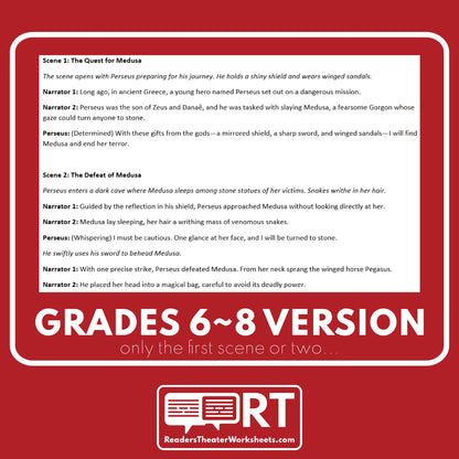 Perseus, Medusa and Andromeda Reader's Theater Script | Greek Mythology - ["Differentiated","Grades 6-8","Grades 9-12","Greek Mythology"]