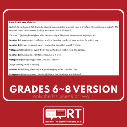 The Raven (Edgar Allan Poe) Reader's Theater Script - ["Differentiated","Edgar Allan Poe","Grades 6-8","Grades 9-12"]