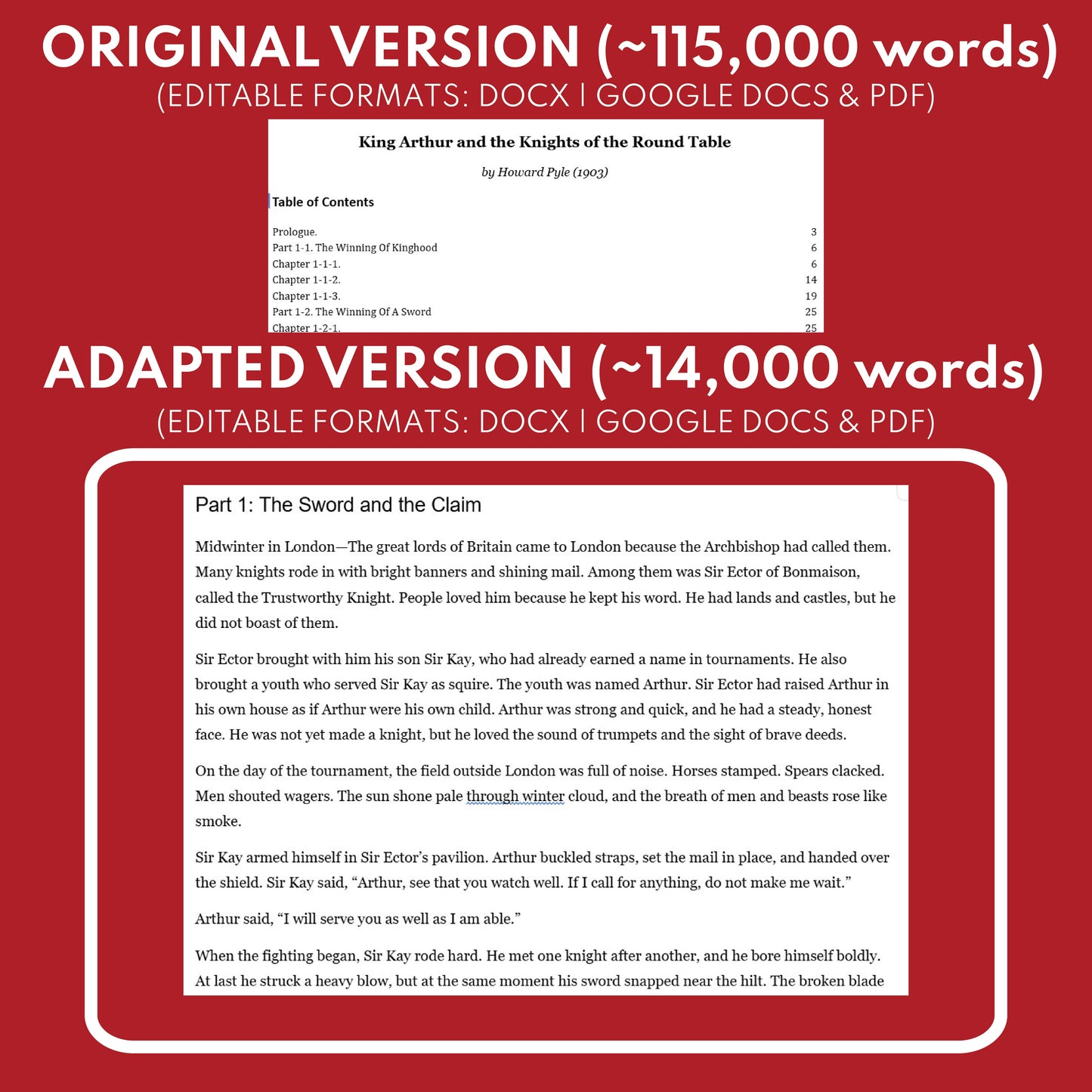 King Arthur and the Knights of the Round Table by Howard Pyle Differentiated Study Guide Lit Set for Grades 3 to 5