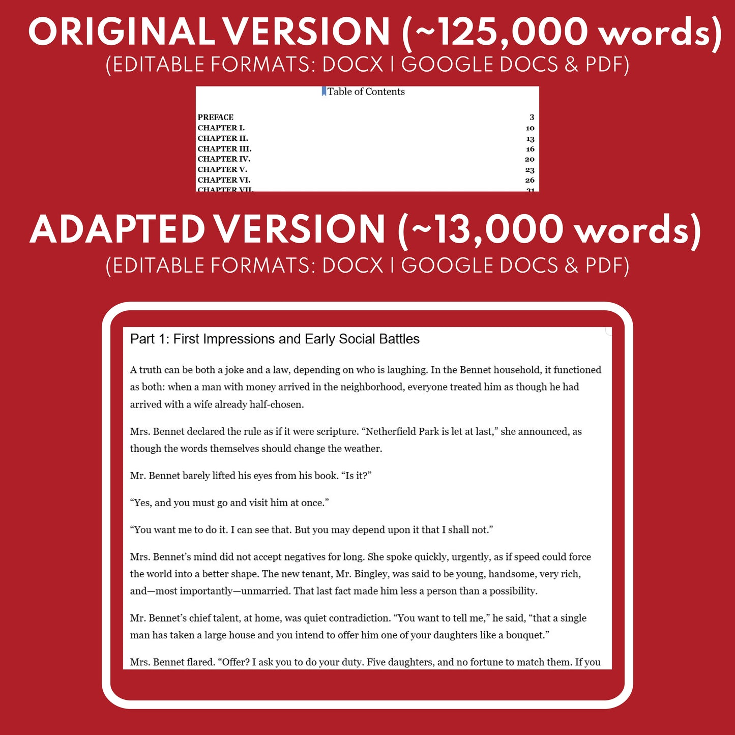 Pride and Prejudice Differentiated Novel Study | ELA Literature | Austen Lit Set for High School