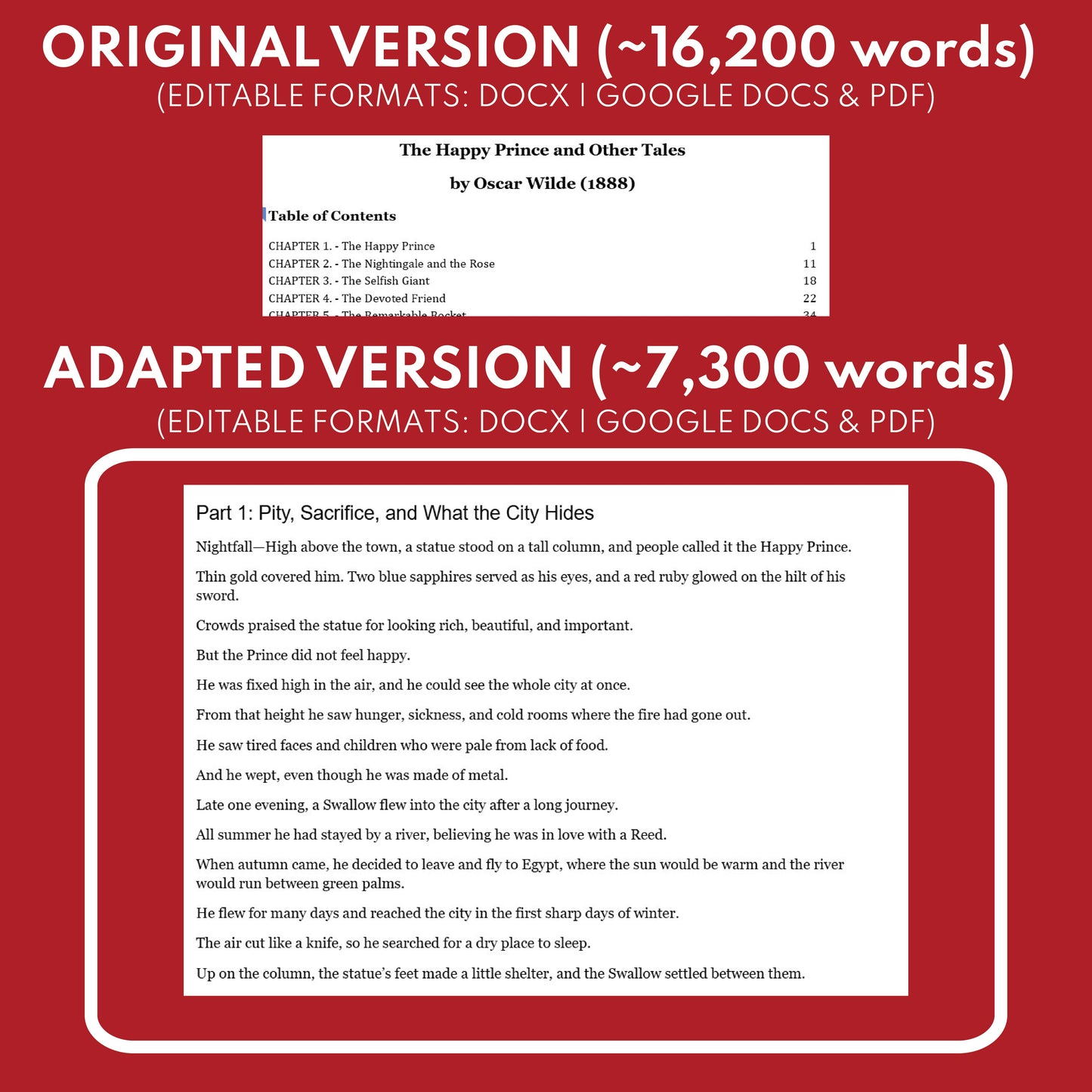 The Happy Prince and Other Tales by Oscar Wilde Differentiated Study Guide Lit Set for Grades 3 to 5