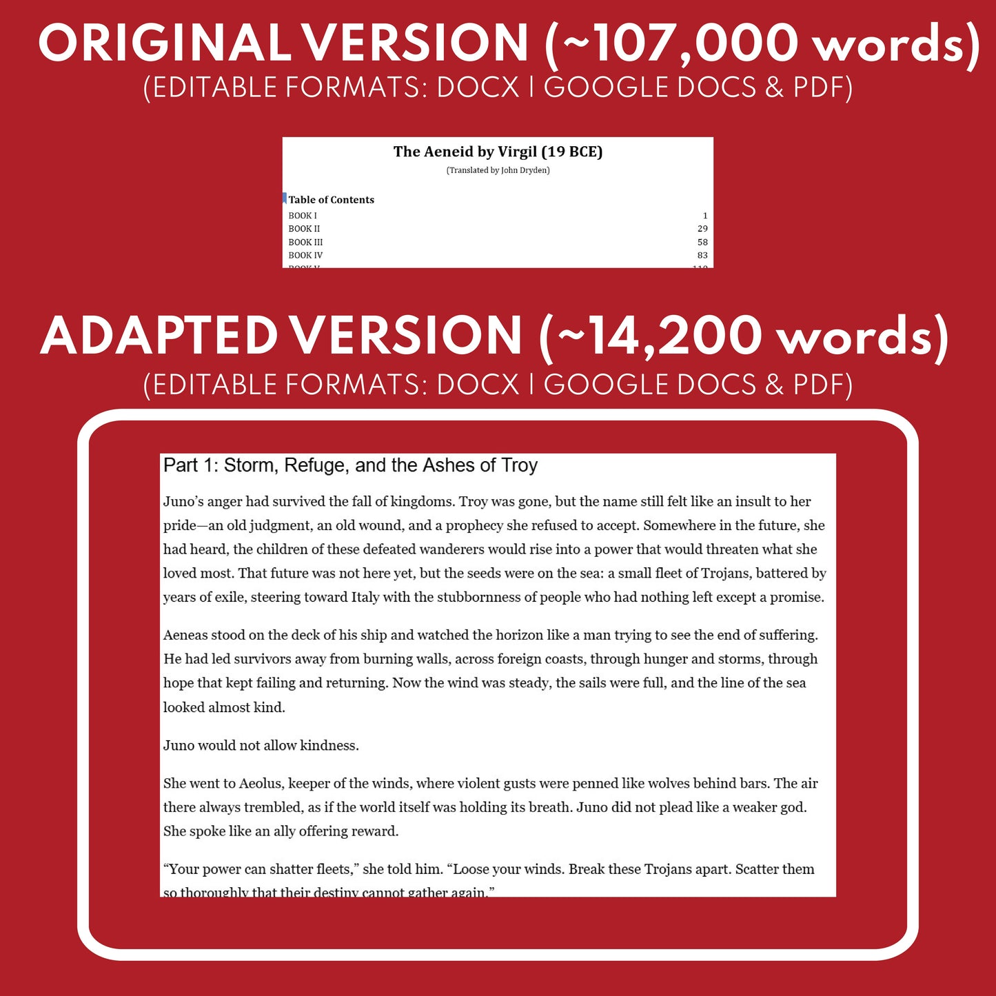 The Aeneid by Virgil Differentiated Classical Lit Study Guide for Grades 9 to 12