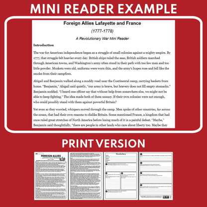 Foreign Allies: Lafayette and France U.S. History Mini Reader Lesson for Grade 5-8
