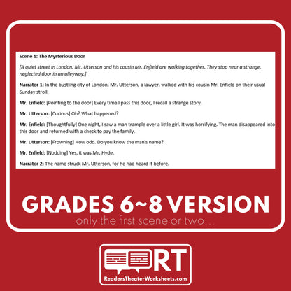 Dr. Jekyll and Mr. Hyde Reader's Theater Script - ["Differentiated","Grades 6-8","Grades 9-12","Halloween Script"]
