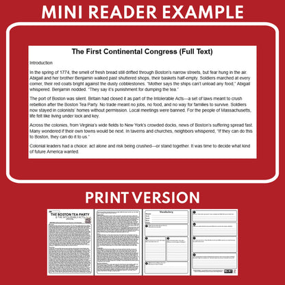 The First Continental Congress U.S. History Mini Reader Lesson for Grade 5+