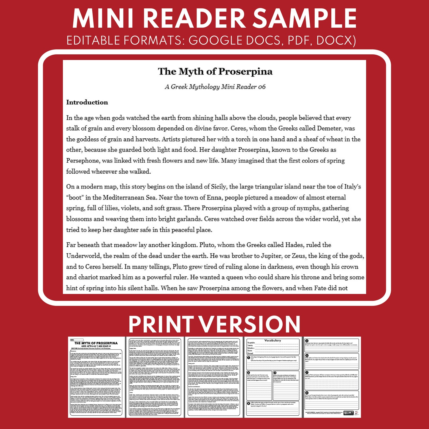 Ceres and Proserpina — Greek Mythology Mini Reader #06 | Grades 6–12