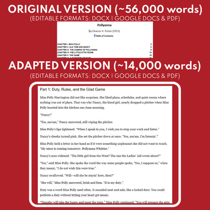 Pollyanna Differentiated Novel Study | Porter | Literature Set for Grades 3 to 5