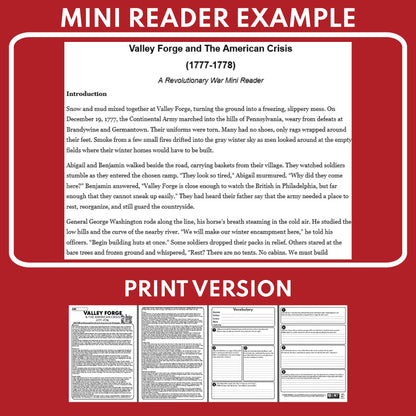 Valley Forge and The American Crisis U.S. History Mini Reader Lesson for Grade 5-8