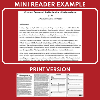 Common Sense and the Declaration of Independence U.S. History Mini Reader Lesson for Grade 5-8