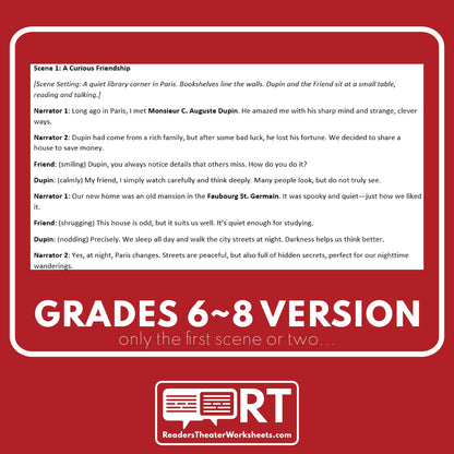 The Murders in the Rue Morgue (Edgar Allan Poe) Reader's Theater Script - ["Differentiated","Edgar Allan Poe","Grades 6-8","Grades 9-12"]