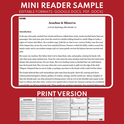 Arachne and Athena — Greek Mythology Mini Reader #02 | Grades 6–12