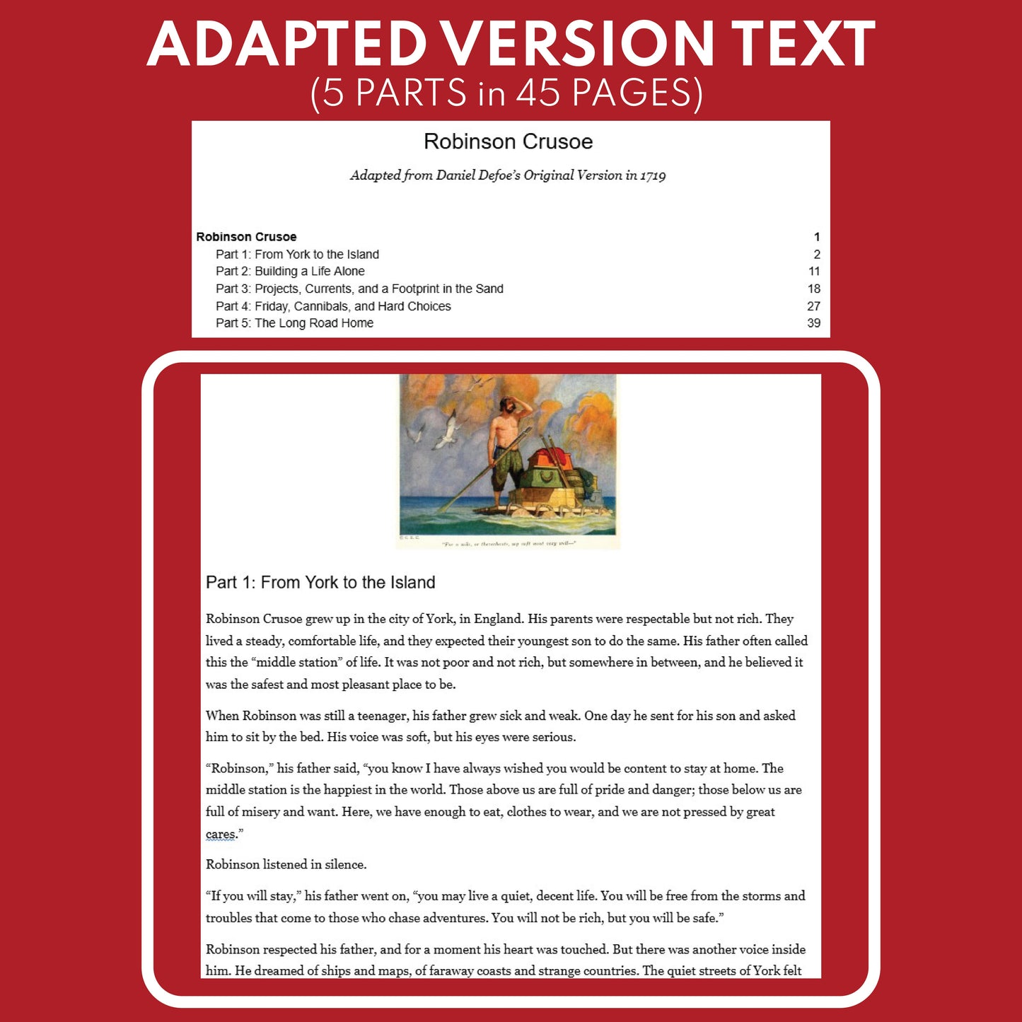 Robinson Crusoe | Full Week Lesson | Adapted Version | Defoe | No Prep