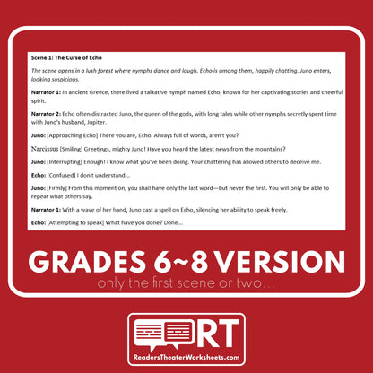 Echo and Narcissus Reader's Theater Script | Greek Mythology - ["Differentiated","Grades 6-8","Grades 9-12","Greek Mythology"]