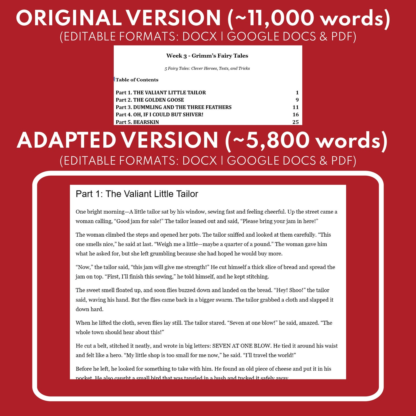 Grimm's Fairy Tales Differentiated Study Guide Lit Set | W3 Test & Tricks