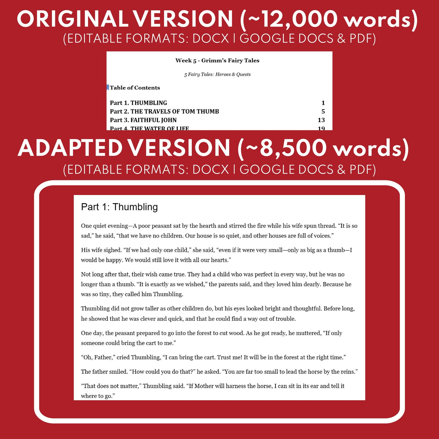 Grimm's Fairy Tales Differentiated Study Guide Lit Set | W5 Heroes & Quests