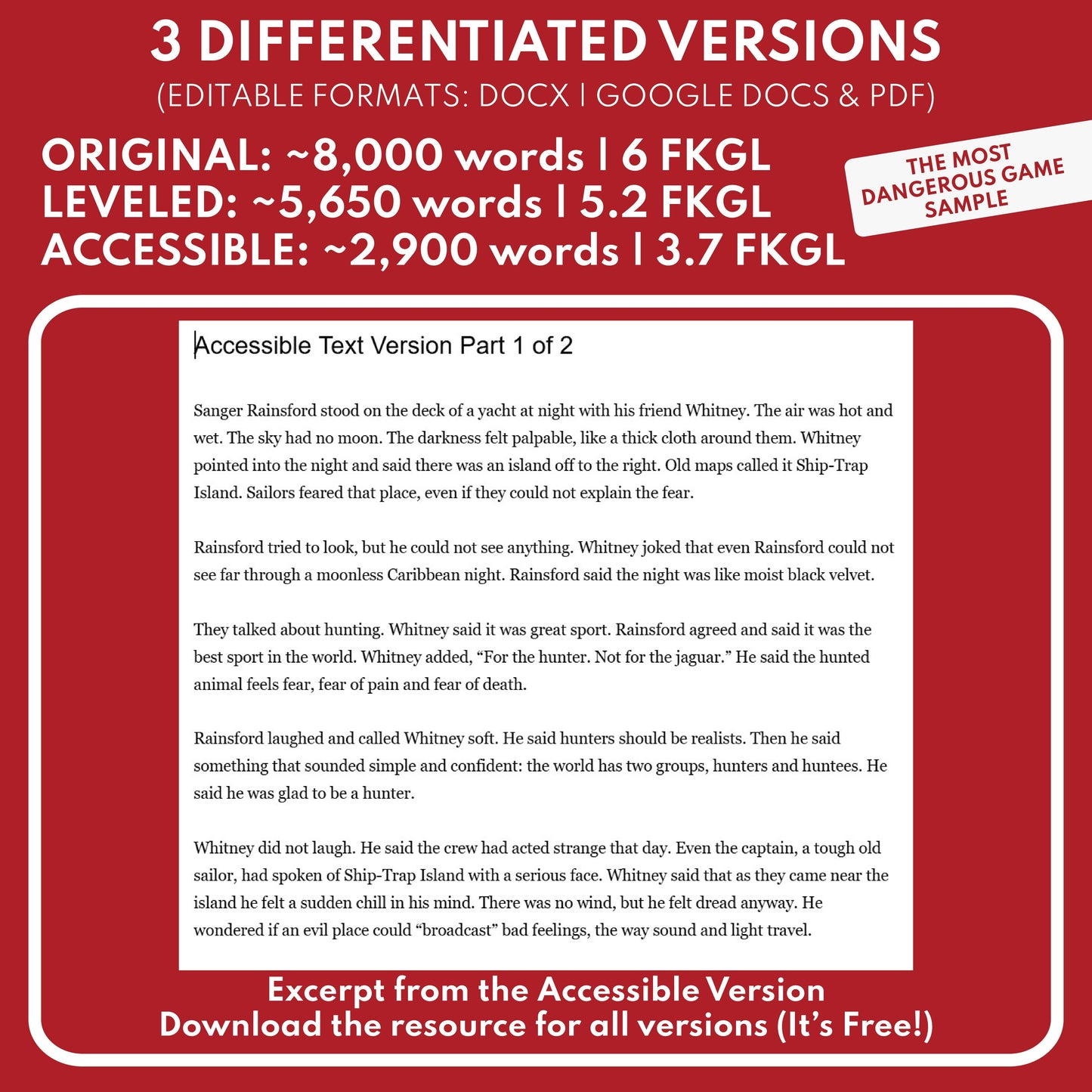 The Voice in the Night Differentiated Short Story Study Guide & Analysis | William Hope Hodgson