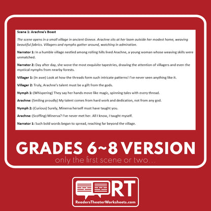 Arachne and Minerva Reader's Theater Script | Greek Mythology - ["Differentiated","Grades 6-8","Grades 9-12","Greek Mythology"]