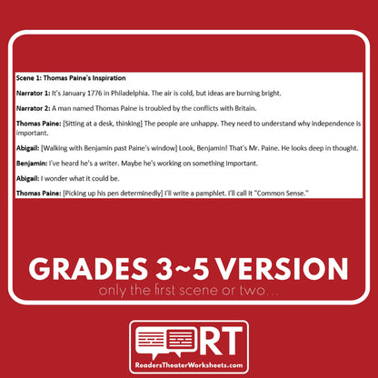 Common Sense | Declaration of Independence | U.S. History Readers Theater Script - ["Differentiated","Grades 3-5","Grades 6-8","Thomas Paine","U.S. History - Revolutionary War"]
