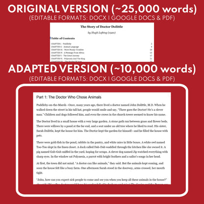 The Story of Doctor Dolittle by Hugh Lofting Differentiated Study Guide Lit Set for Grades 3 to 5