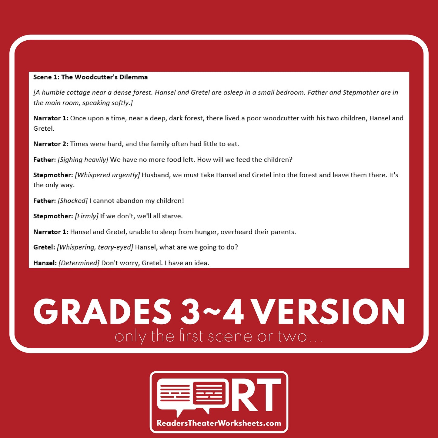 Hansel and Gretel Reader's Theater Script | Differentiated