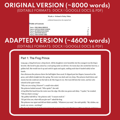 Grimm's Fairy Tales Differentiated Study Guide Lit Set | W2 Classics (Rumpelstiltskin, Frog Prince & More)