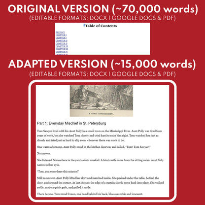 The Adventures of Tom Sawyer Differentiated Novel Study | Twain | Literature Set for Grades 3 to 5