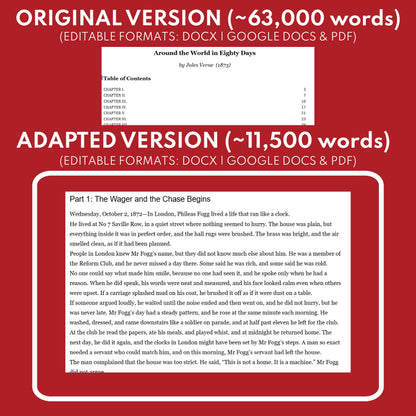 Around the World in 80 Days by Jules Verne Differentiated Study Guide Lit Set for Grades 3 to 5