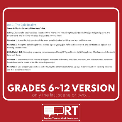 The Little Match Girl | Christmas Reader's Theater Script - ["100% FREE","Christmas Differentiated","Differentiated","Grades 3-5","Grades 6-8","Grades 9-12","Hans Christian Andersen"]