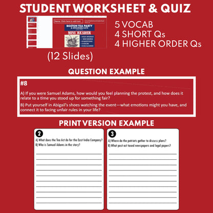 The Boston Tea Party & Intolerable Acts | FREE U.S. History Mini Reader Lesson for Grade 5+