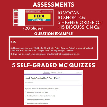 Heidi Differentiated Novel Study | Spyri | Literature Set for Grades 3 to 5