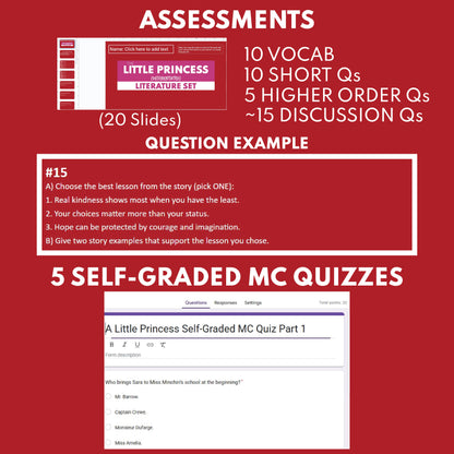 A Little Princess Differentiated Novel Study | Burnett | Literature Set for Grades 3 to 5