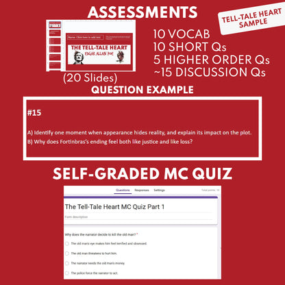assessments included — vocab, short answers, higher-order questions, and self-grading exit quiz
