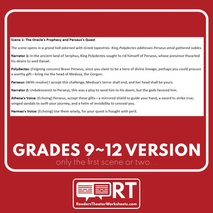 Perseus, Medusa and Andromeda Reader's Theater Script | Greek Mythology - ["Differentiated","Grades 6-8","Grades 9-12","Greek Mythology"]