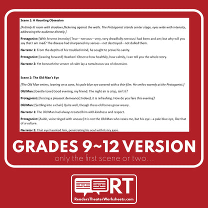 The Tell-Tale Heart (Edgar Allan Poe) Reader's Theater Script - ["Differentiated","Edgar Allan Poe","Grades 6-8","Grades 9-12"]