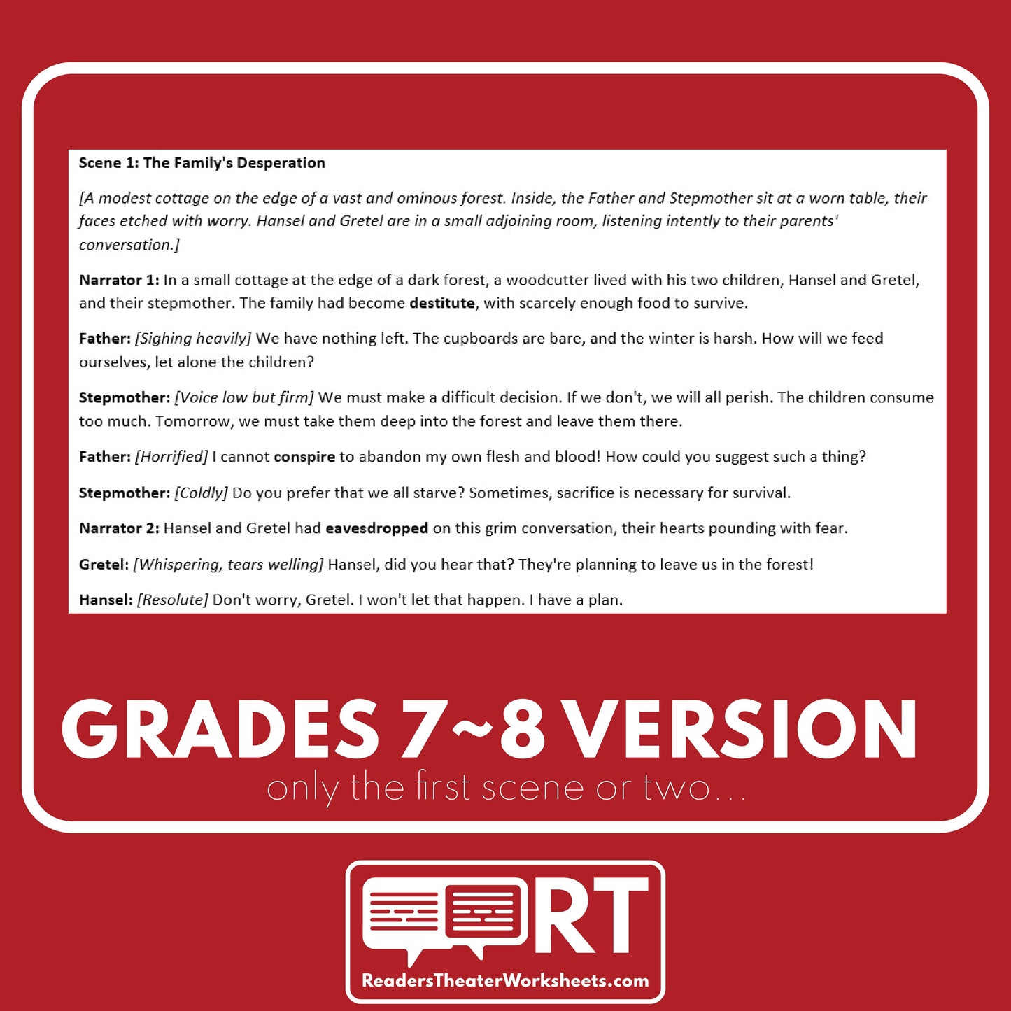 Hansel and Gretel Reader's Theater Script | Differentiated