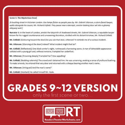 Dr. Jekyll and Mr. Hyde Reader's Theater Script - ["Differentiated","Grades 6-8","Grades 9-12","Halloween Script"]