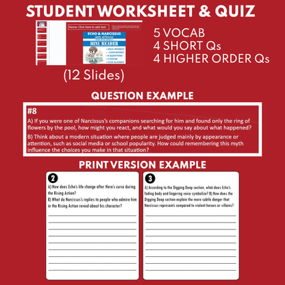 Echo and Narcissus — Greek Mythology Mini Reader #03 | Grades 6–12