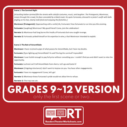 The Cask of Amontillado (Edgar Allan Poe) Reader's Theater Script - ["Differentiated","Edgar Allan Poe","Grades 6-8","Grades 9-12"]