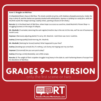 The Little Shop of Horrors Reader's Theater Script - ["Differentiated","Grades 6-8","Grades 9-12","Halloween Script"]