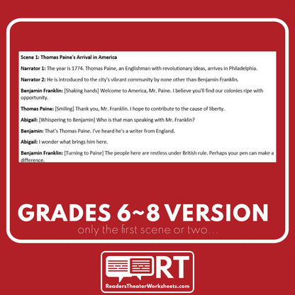 Common Sense | Declaration of Independence | U.S. History Readers Theater Script - ["Differentiated","Grades 3-5","Grades 6-8","Thomas Paine","U.S. History - Revolutionary War"]