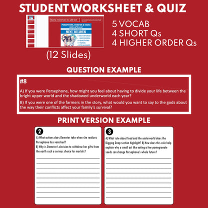 Persephone, Demeter, and Hades — Greek Mythology Mini Reader #05 | Grades 6–12
