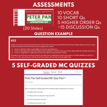 Free Adapted Peter Pan Differentiated Novel Study | ELA Unit | Literature Set for Grades 3 to 5