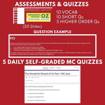 The Wonderful Wizard of Oz | Full Week Lesson | Adapted Version Text | No Prep