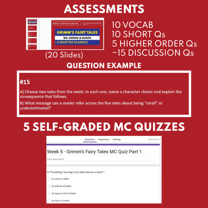 Grimm's Fairy Tales Differentiated Study Guide Lit Set | W5 Heroes & Quests