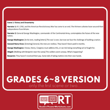 George Washington Steps Down | U.S. History Readers Theater Script - ["Differentiated","George Washington","Grades 3-5","Grades 6-8","U.S. History - Revolutionary War"]