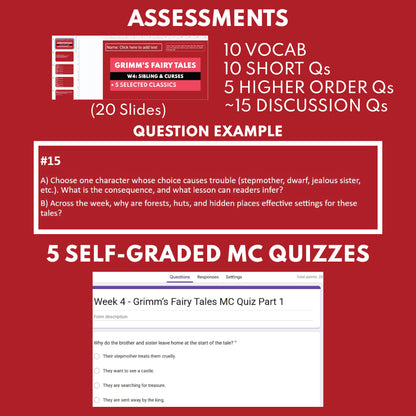 Grimm's Fairy Tales Differentiated Study Guide Lit Set | W4 Siblings & Curses