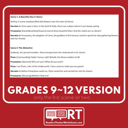The Myth of Proserpina Reader's Theater Script | Greek Mythology (Seasons) - ["Differentiated","Grades 6-8","Grades 9-12","Greek Mythology"]