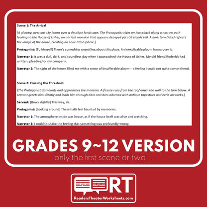 The Fall of the House of Usher (Edgar Allan Poe) Reader's Theater Script - ["Differentiated","Edgar Allan Poe","Grades 6-8","Grades 9-12"]