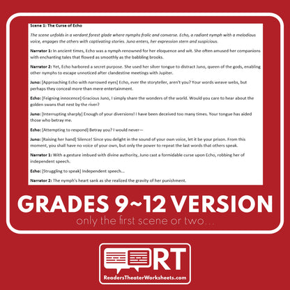 Echo and Narcissus Reader's Theater Script | Greek Mythology - ["Differentiated","Grades 6-8","Grades 9-12","Greek Mythology"]